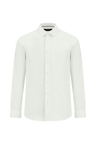 Abdullah Kiğılı Long Sleeve Slim Fit Slim Fit Patterned Cotton Shirt