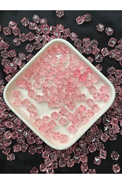 Bijumix Aksesuar 50 Adet Pembe Şeffaf Boncuk 10 mm | Parlak Akrilik Plastik T...