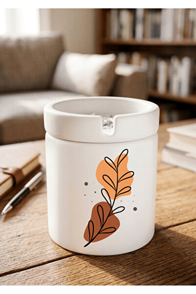 Eylül Design Printed Ceramic Ashtray with Boho Design Odorless Ash Tray