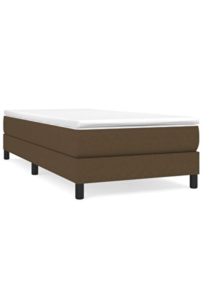 vidaxl Pat box spring cu saltea, maro închis, 80x200 cm, textil
