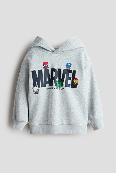 H&M Baskı Motifli ve Kapüşonlu Üst
