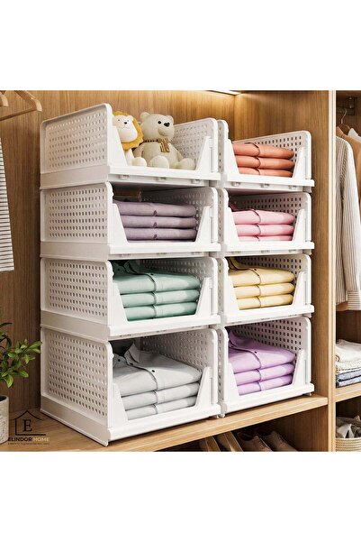 Elindor Set de 8 organizatoare de garderobă Elindor®, stivuibile și pliabile,...