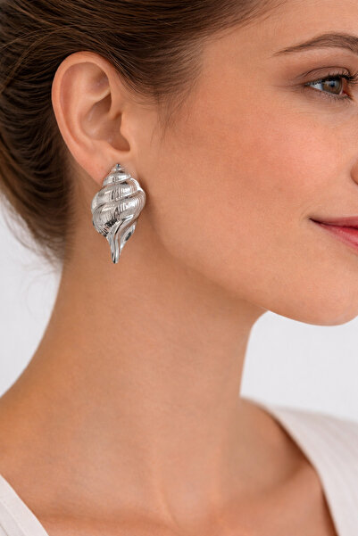 Takıtolia أقراط WShell فضية اللون على شكل صدفة بحرية بتصميم أنيق باللون الفضي...