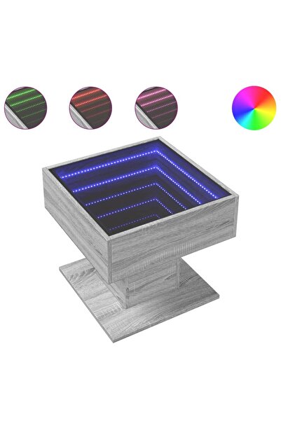 vidaxl Măsuță de cafea cu LED sonoma gri 50x50x45cm lemn prelucrat