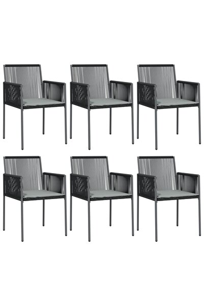 vidaxl Scaune grădină cu perne 6 buc. negru 54x60,5x83,5 cm poliratan