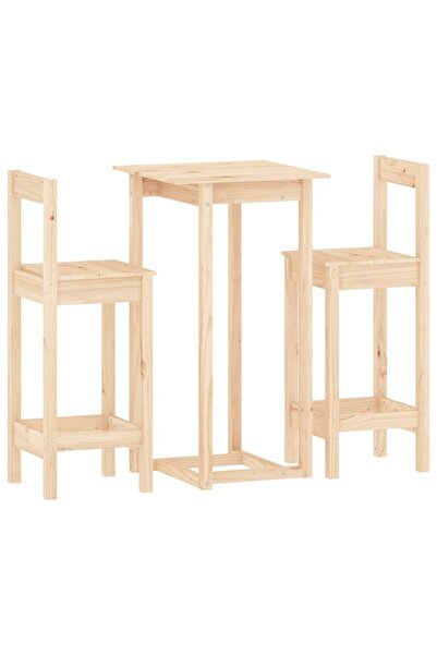 vidaxl Set mobilier de bar, 3 piese, lemn masiv de pin