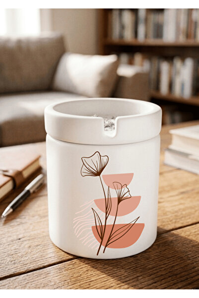 Eylül Design Printed Ceramic Ashtray with Boho Design Odorless Ash Tray