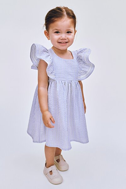 H&M Pamuklu ve Farbalalı Elbise