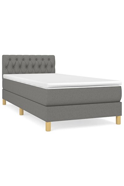 vidaxl Pat box spring cu saltea, gri închis, 80x200 cm, textil