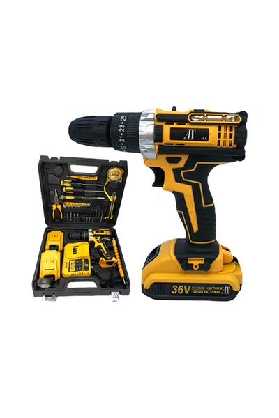 TelcoMag Drill Set AT PERFORMANCE® 36V with 2X Battery and Charger + 30 Acces...