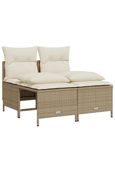 vidaxl Set canapele de grădină, 4 piese, cu perne, bej, poliratan