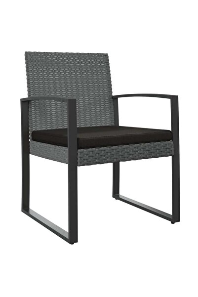 vidaxl Scaune de bucătărie de grădină, 2 buc., gri închis, rattan PP