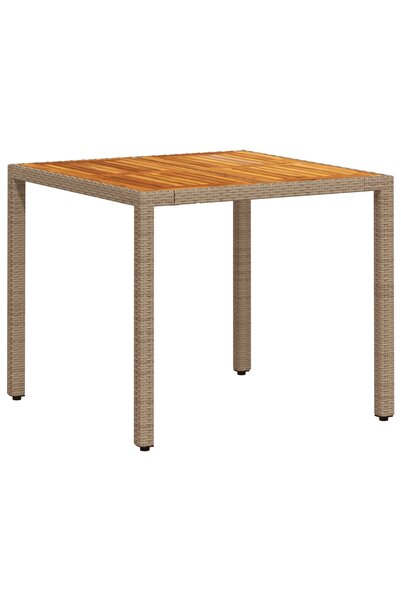 vidaxl Masă de grădină, bej, 90x90x75 cm, poliratan și lemn acacia