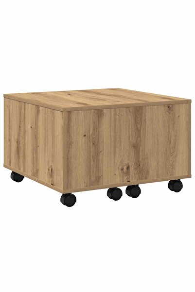 vidaxl Coffee table, handcrafted oak, 60x60x38 cm, processed wood