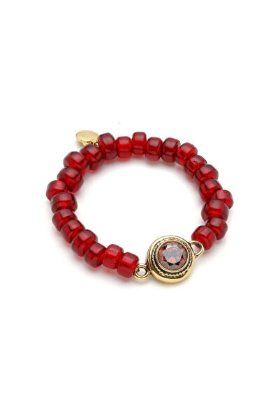 Mon Reve Kora Zirkon Charm Altın Kaplama Cam Boncuk Bilezik