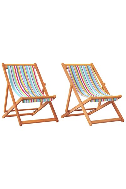 vidaxl Scaune de plajă pliante, 2 buc., multicolor, material textil