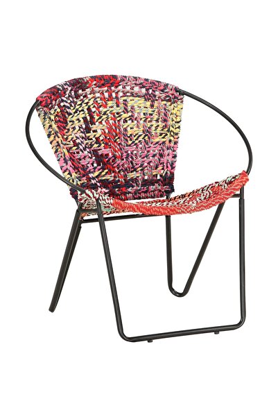 vidaxl Scaun rotund Chindi, multicolor, material textil
