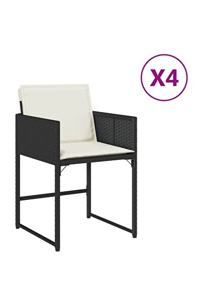 vidaxl Scaune de grădină cu perne, 4 buc., negru, poliratan