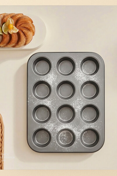 PORLİSMA Cake Pro 12'li Kek Kalıbı, Bölmeli Muffin/Cupcake Kek Kalıbı