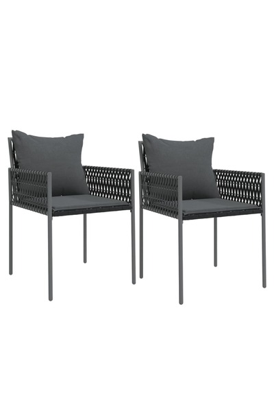 vidaxl Scaune de grădină cu perne 2 buc. negru 54x61x83 cm poliratan