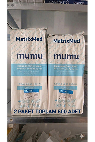 Matrixmed Mumu 500 adet Dokumasız (Nonwoven) Nonsteril Emici Spanç 7,5 cm x 7...