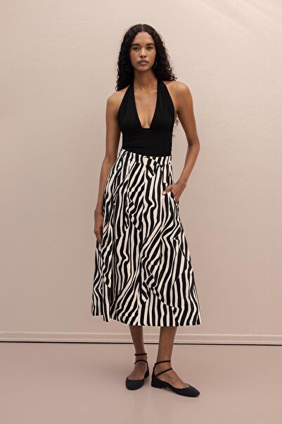 BSL Desenli Midi Etek