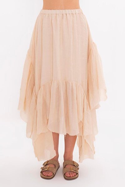 BSL Mendil Etek Detaylı Midi Etek