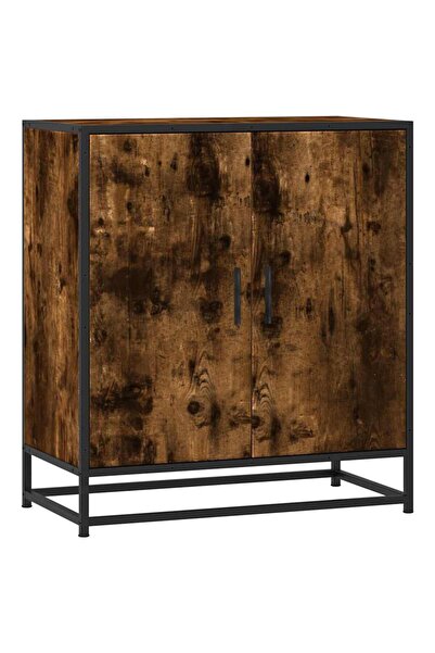 vidaxl Dulap, stejar fumuriu, 68x35x76 cm, lemn prelucrat și metal
