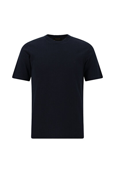 Abdullah Kiğılı Crew Neck Slim Fit Embroidered Cotton Lyocell T-Shirt