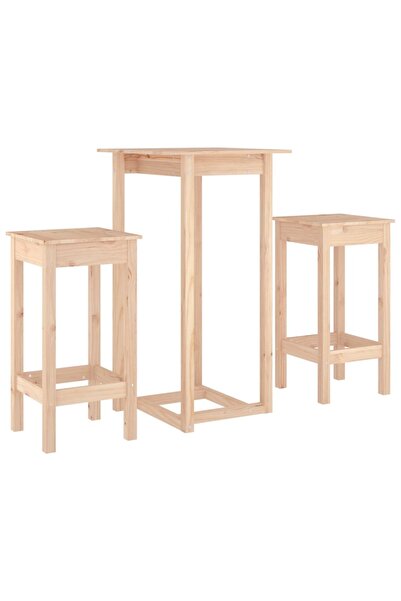vidaxl Set mobilier de bar, 3 piese, lemn masiv de pin