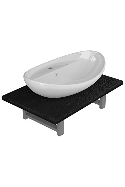 vidaxl Bathroom furniture set, 2 pieces, black, ceramic