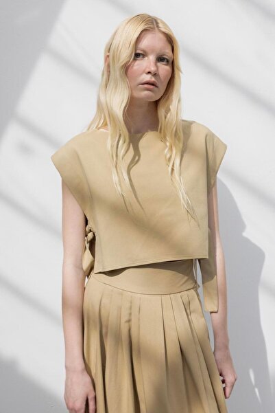 BSL %100 Tencel Yan Bağlama Detaylı Bluz