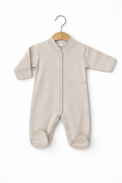 Kardeşler Bebe Reverse Stitch Overalls with Built-In Gloves