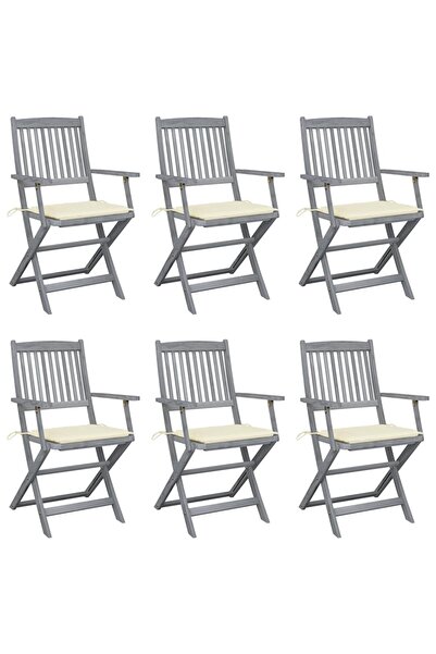 vidaxl Scaune pliante de exterior cu perne 6 buc. lemn masiv de acacia