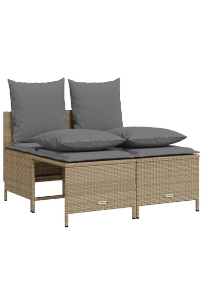 vidaxl Set canapele de grădină, 4 piese, cu perne, bej, poliratan