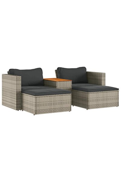 vidaxl Set canapea de grădină cu perne, 5 piese, poliratan/lemn acacia