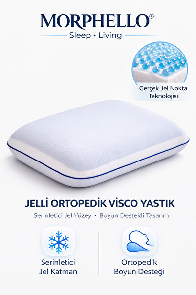 MORPHELLO Jelli Ortopedik Visco Tombul Yastık Boyun Destekli Serinletici Jel ...