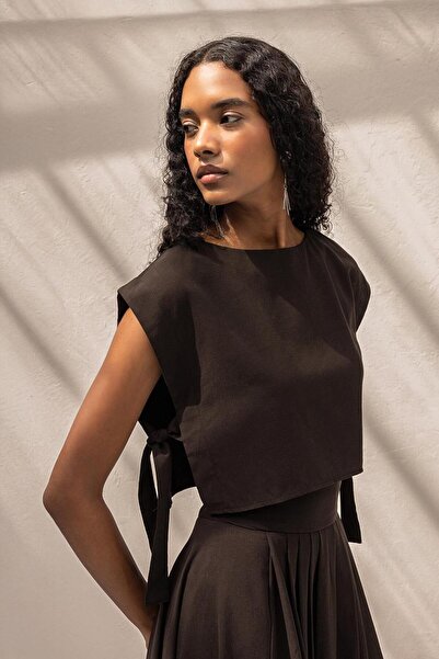 BSL %100 Tencel Yan Bağlama Detaylı Bluz