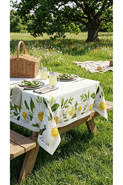 Tropikhome Papatya Desenli Dijital Baskı Şık Masa Örtüsü