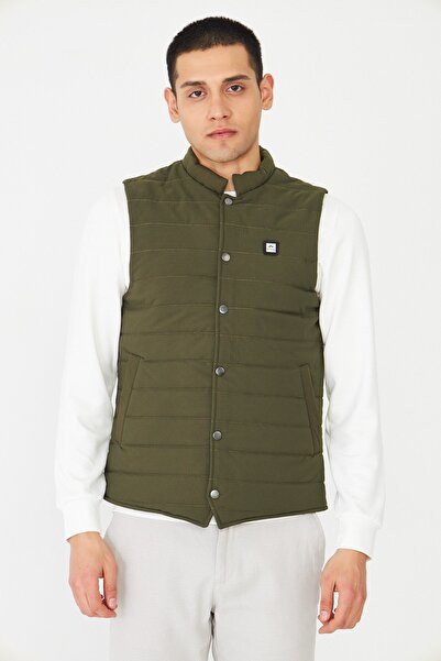 White Stone Modern Cut Khaki Men's Puffer Vest