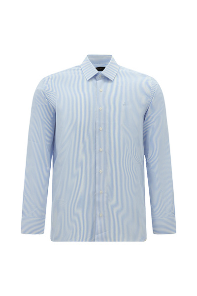 Abdullah Kiğılı Long Sleeve Slim Fit Slim Fit Classic Striped Cotton Shirt