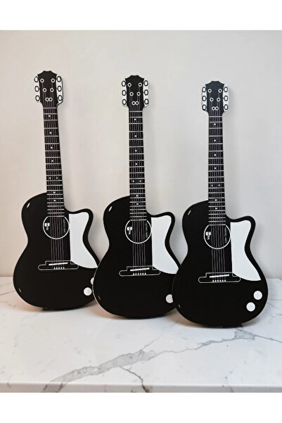 heptex ﻿Ahşap Üzeri UV Baskı Gösteri Gitarı (Asma İpi Dahil) 3 Adet