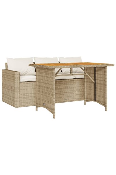 vidaxl Set mobilier de grădină, 2 piese, cu perne, bej, poliratan
