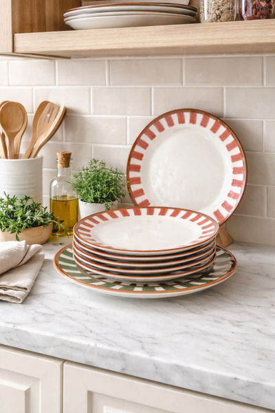 Köklü Züccaciye 7'li Desenli Pasta Tabak Seti