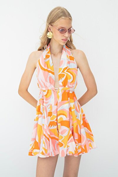 BSL Volanlı Etek Detaylı Mini Elbise