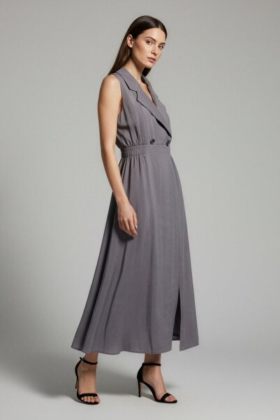 LA PANTE Women Dress Sleeveless Shirt Dress Summer Dress Midi Dress Long Styl...