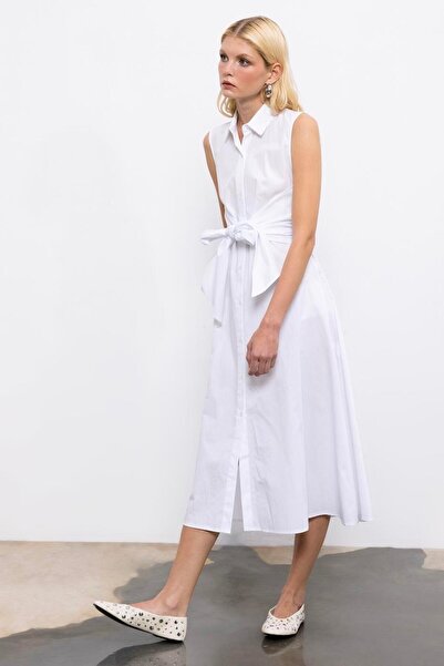 BSL Cotton Midi Gömlek Elbise