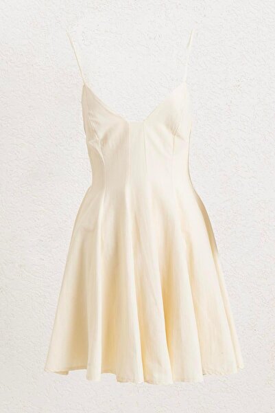 BSL Askılı Poplin Mini Elbise