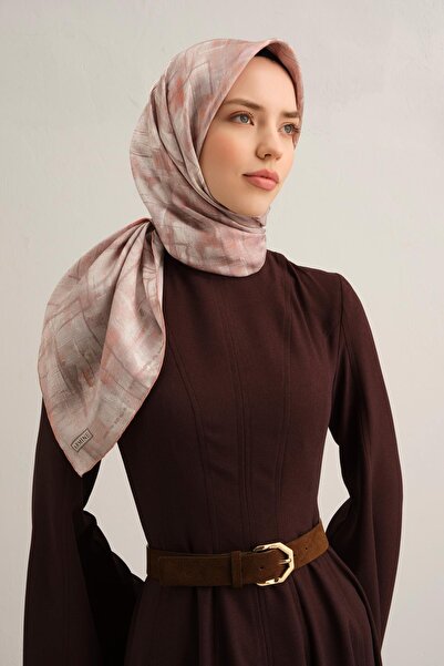 Armine Soyut Desenli Saf İpek Twill Eşarp 9339D 82