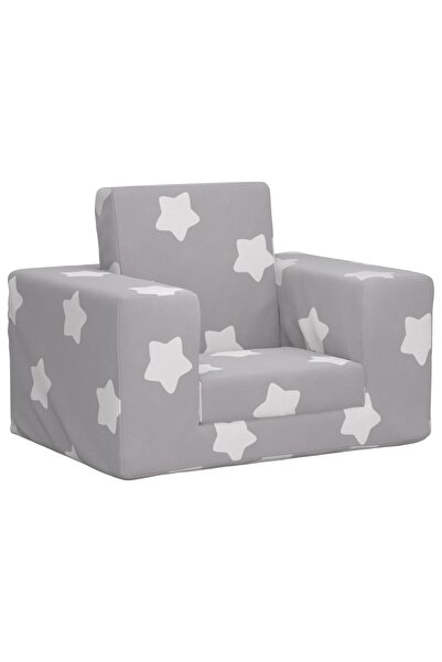 vidaxl Children's sofa bed, light gray with stars, soft Plush